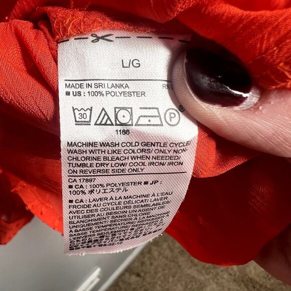 Banana Republic ORANGE Sheer Swiss Dot Long Sleeve Blouse Top Shirt Size Large - Picture 4 of 5